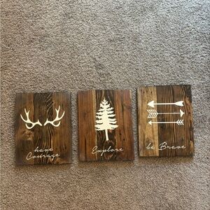 Original set of 3 wooden signs